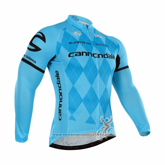 2016 Maillot Cyclisme Cannondale Bleu et Noir Manches Longues et Cuissard
